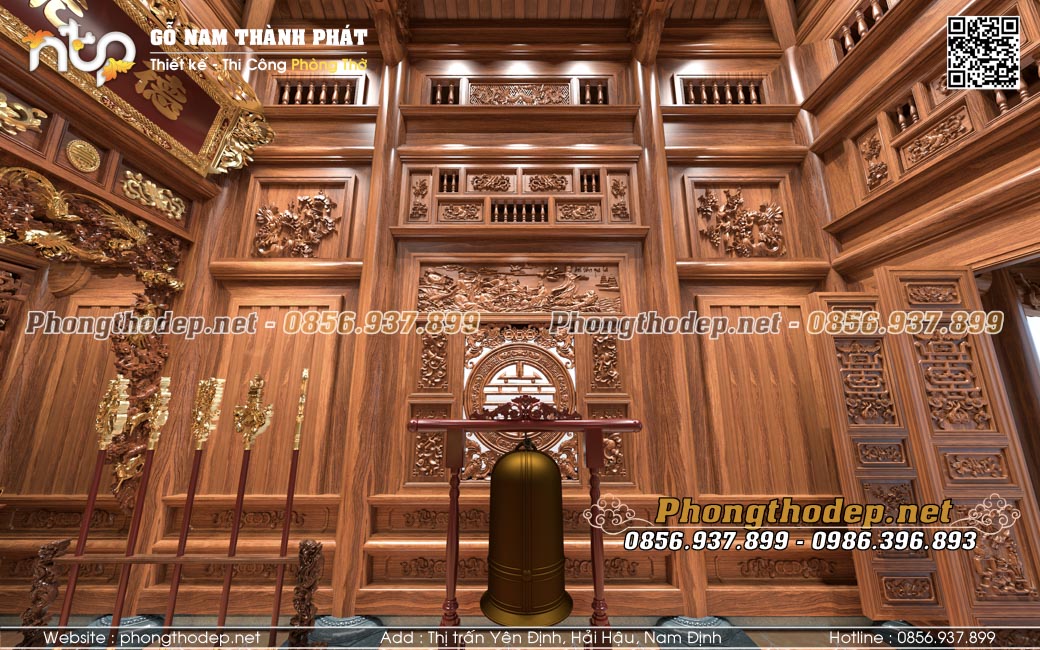 Vách gỗ tự nhiên trong nhà gỗ cổ truyền